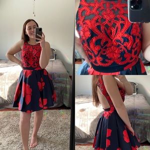 Floral Navy + Red Dress